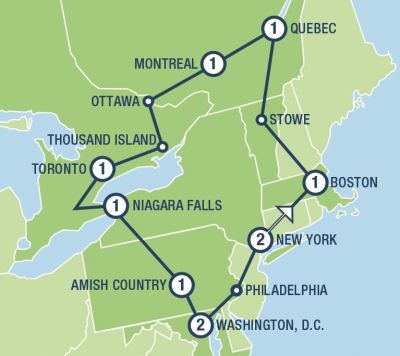 Map showing the Tour regions